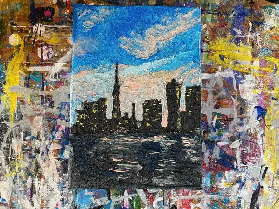 How To Paint A City Skyline Textured And Abstract Style Art With Marc Explore And Learn About Art