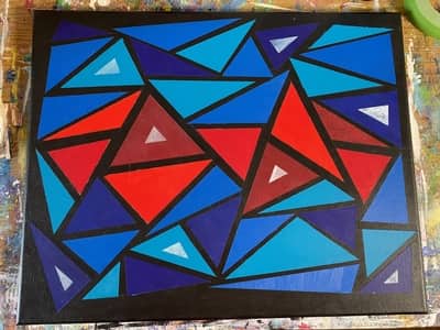 Black And Red Line Drawing, Original Abstract Art, Marker